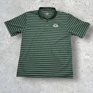 NFL Team Apparel Green Bay Packers Polo Shirt XL Green White Stripe Embroidered